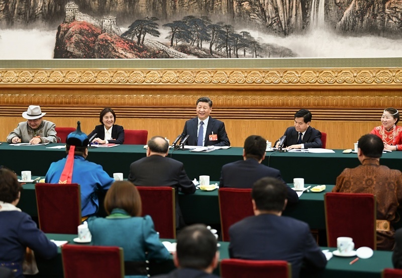 2019年3月5日，習(xí)近平總書記參加十三屆全國人大二次會議內(nèi)蒙古代表團的審議。
