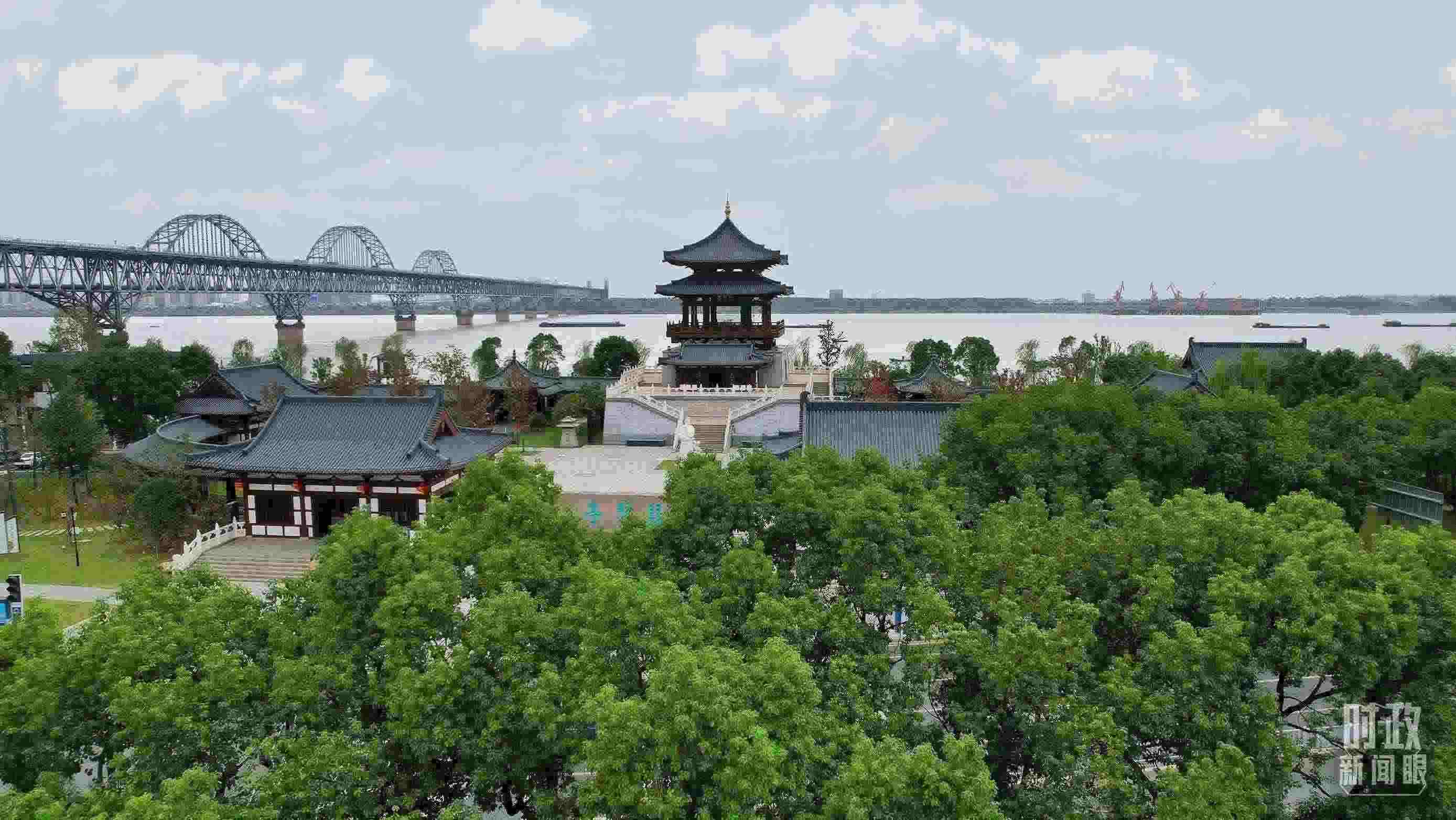 △長(zhǎng)江國(guó)家文化公園九江城區(qū)段。（總臺(tái)記者劉陽(yáng)拍攝）