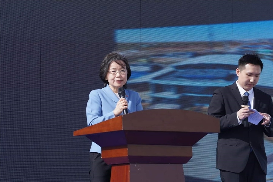 3月24日，沈敏娟大使致辭。駐蒙古使館供圖