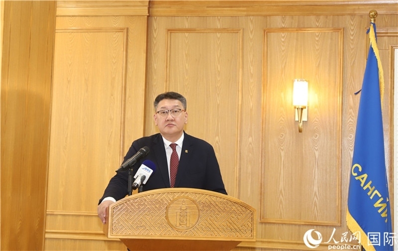 扎布赫楞部長(zhǎng)致辭。人民網(wǎng)記者 霍文攝