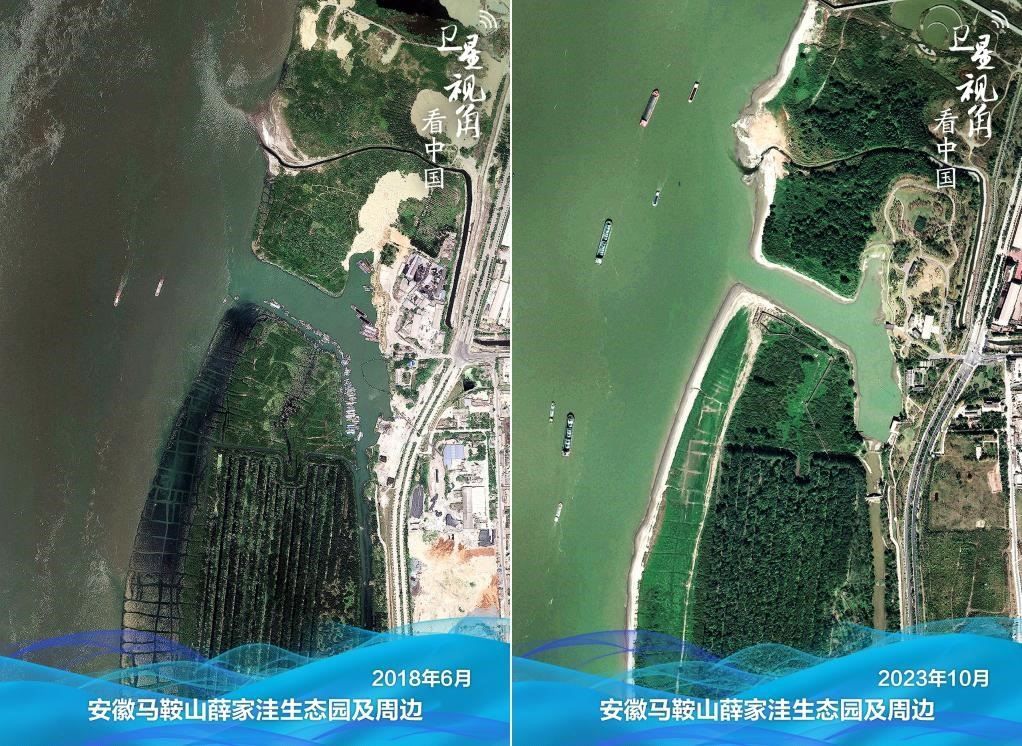 經(jīng)過(guò)整治后的安徽馬鞍山薛家洼生態(tài)園生機(jī)盎然。