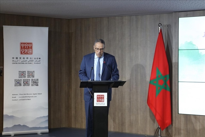 摩洛哥青年、文化和新聞部秘書長邁斯歐迪致辭，摩洛哥中國文化中心供圖
