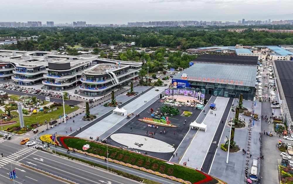 這是2024年4月23日拍攝的成都世園會郫都分會場（無人機照片）。新華社記者 王曦 攝
