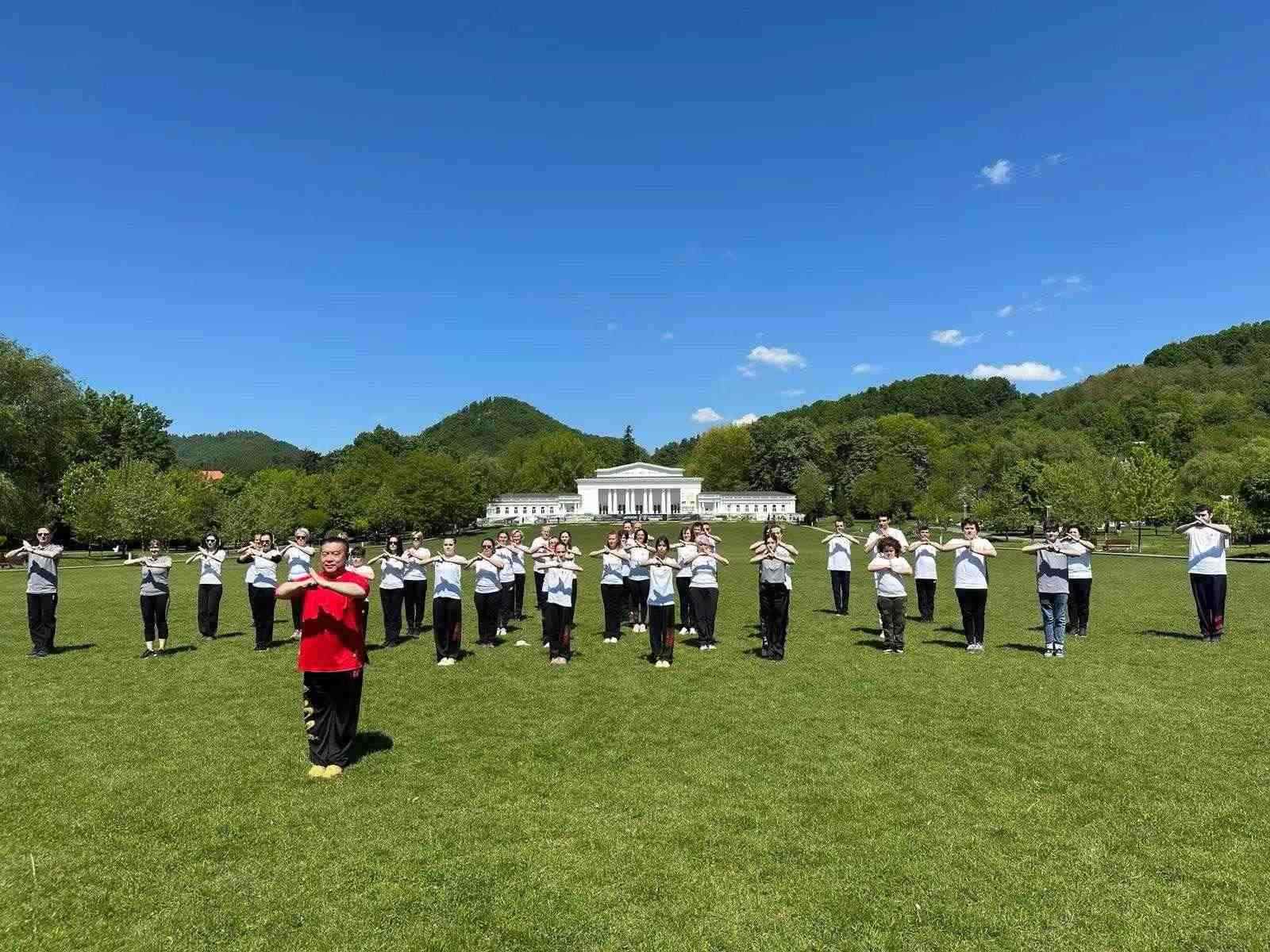 北京體育大學(xué)教授武冬帶領(lǐng)學(xué)員進行太極拳演練。布加勒斯特中國文化中心供圖