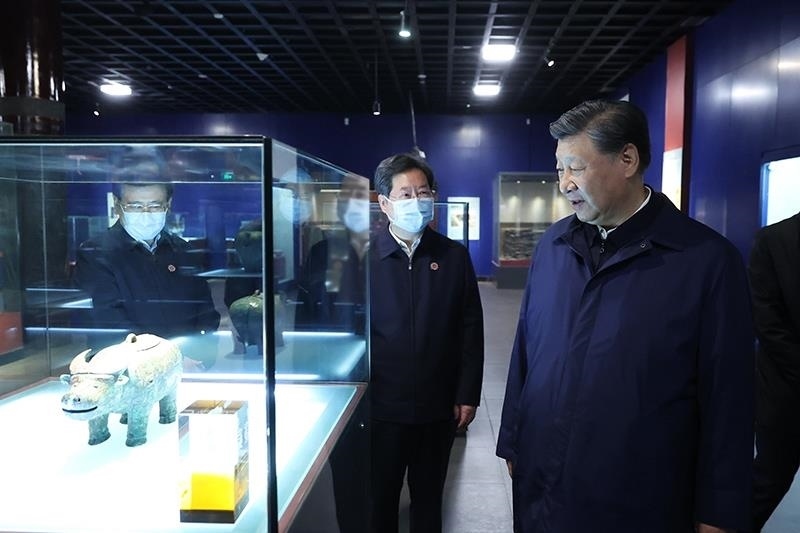 △2022年10月28日，習近平總書記在河南安陽市殷墟博物館考察。