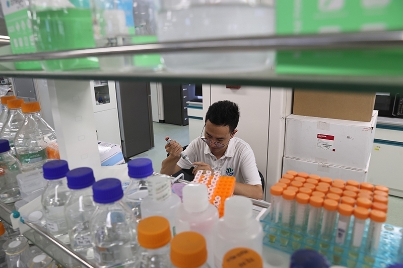 在三亞崖州灣科技城，一名青年科技工作者正在進(jìn)行科研工作。