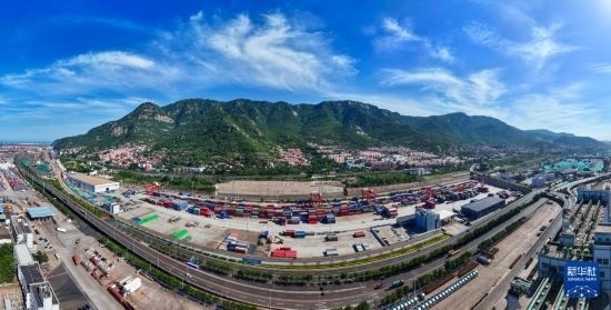 這是6月26日拍攝的中哈連云港物流合作基地（無人機照片）。新華社記者 季春鵬 攝