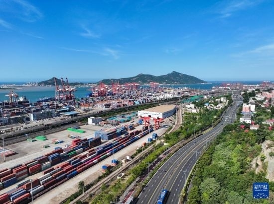 這是6月26日拍攝的中哈連云港物流合作基地（無人機照片）。新華社記者 季春鵬 攝