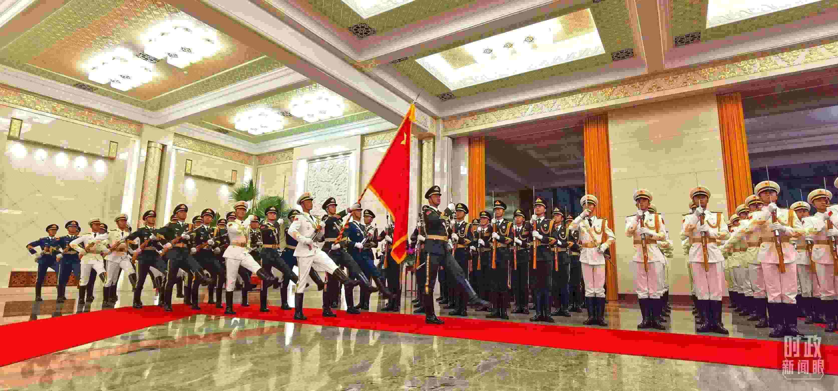 歡迎儀式上的儀仗隊(duì)。（總臺(tái)央視記者郭鴻拍攝）