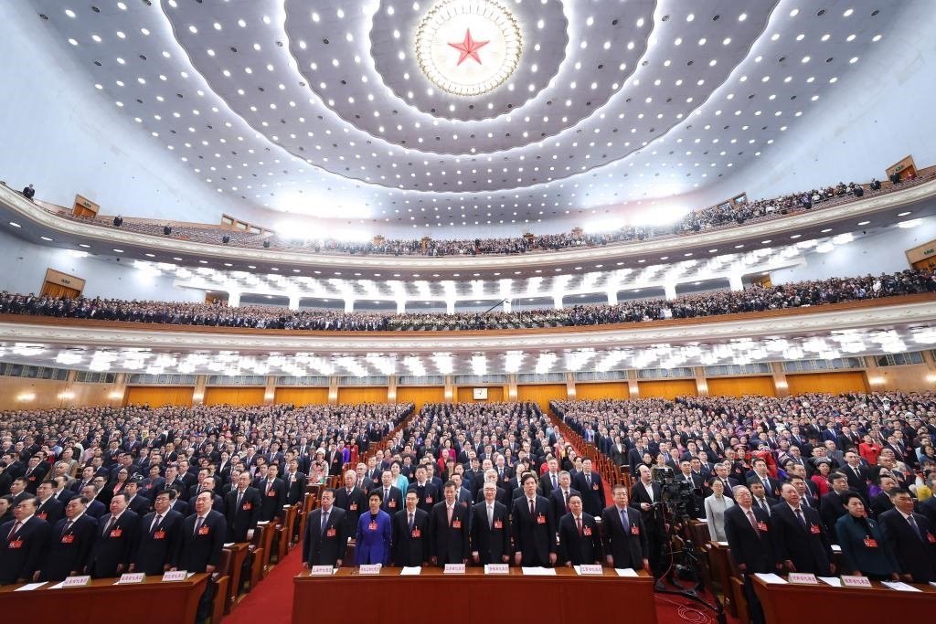 2024年3月5日，第十四屆全國人民代表大會(huì)第二次會(huì)議在北京人民大會(huì)堂開幕。新華社記者 黃敬文 攝