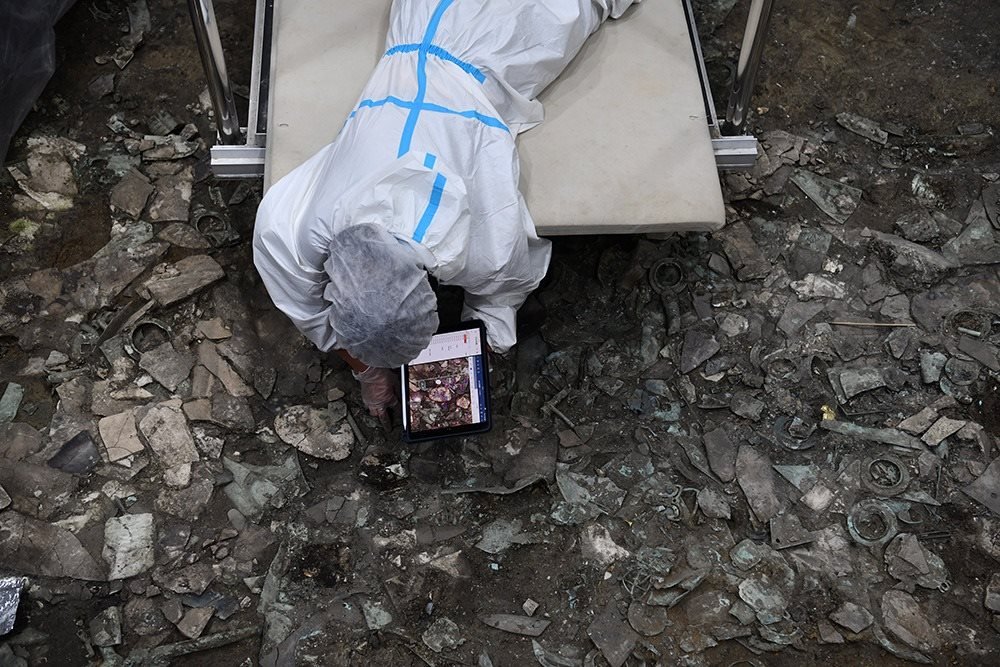 2022年6月28日，四川德陽，三星堆7號祭祀坑發(fā)掘現(xiàn)場。