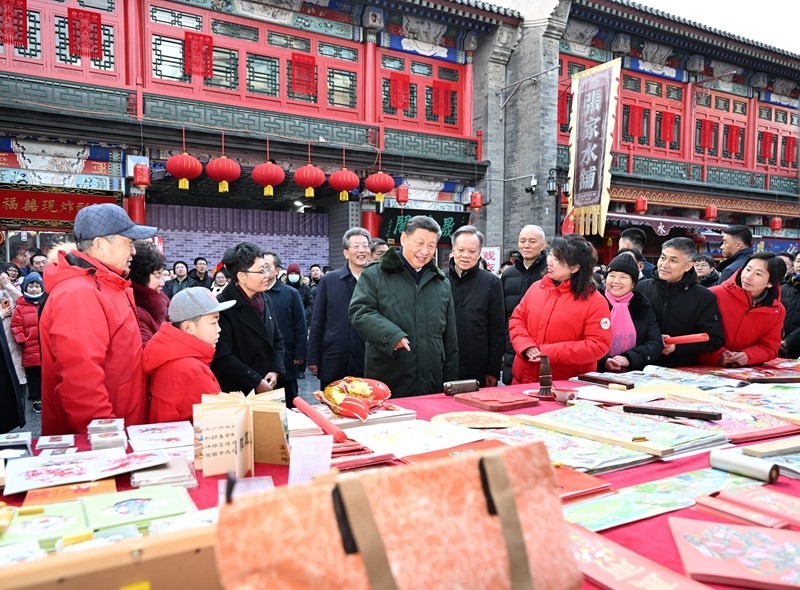 2024年2月1日，習(xí)近平總書記在天津古文化街考察。