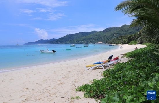3月19日，游客在塞舌爾馬埃島海邊休閑。新華社記者 董江輝 攝
